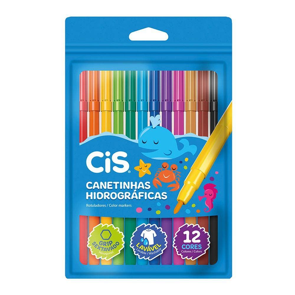 Canetinha Hidrográfica - 12 Cores - Cis