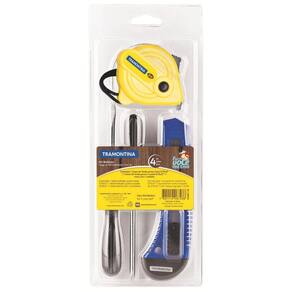 Kit de Ferramentas Tramontina com Trena Chaves de Fenda e Estilete para Uso Doméstico 4 Peças Tramontina