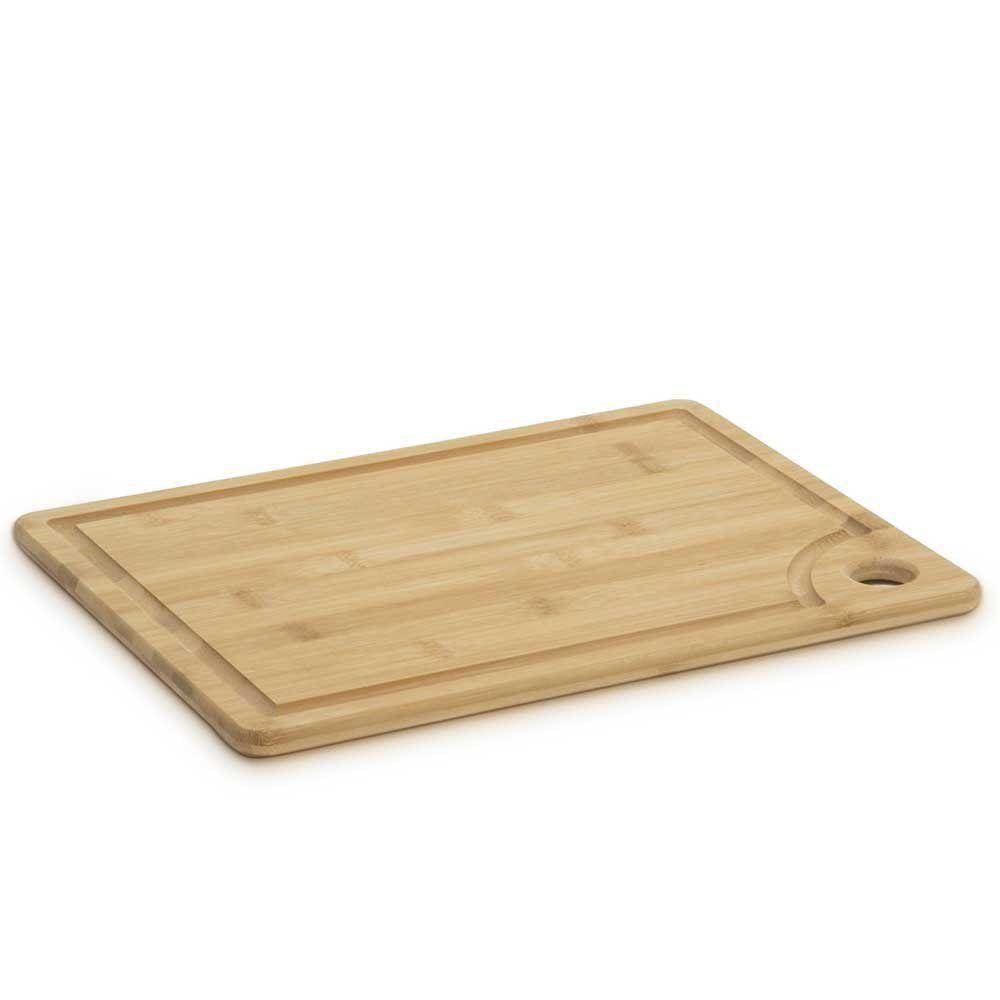 Prancha Tabua Corte Carne Churrasco Bambu Com Sulco 38X28Cm