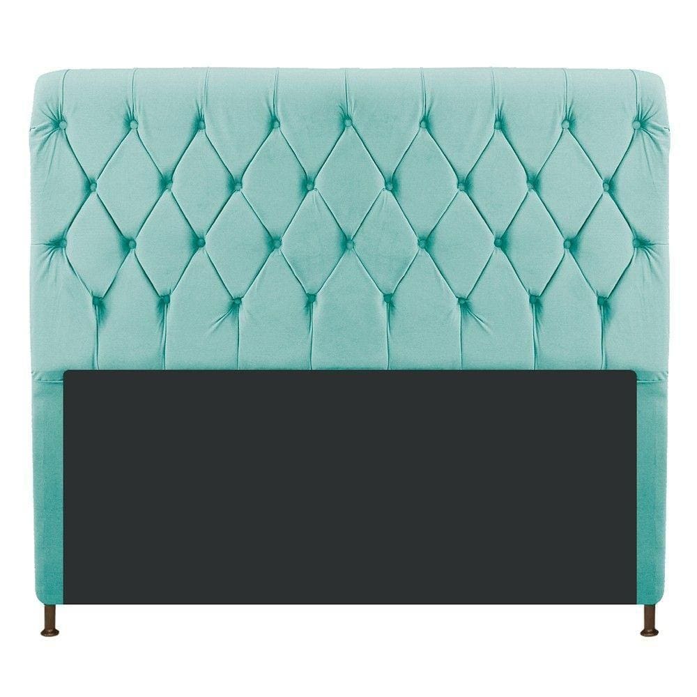 Cabeceira Cristal 195 Cm King Size Com Suede Azul Tiffany
