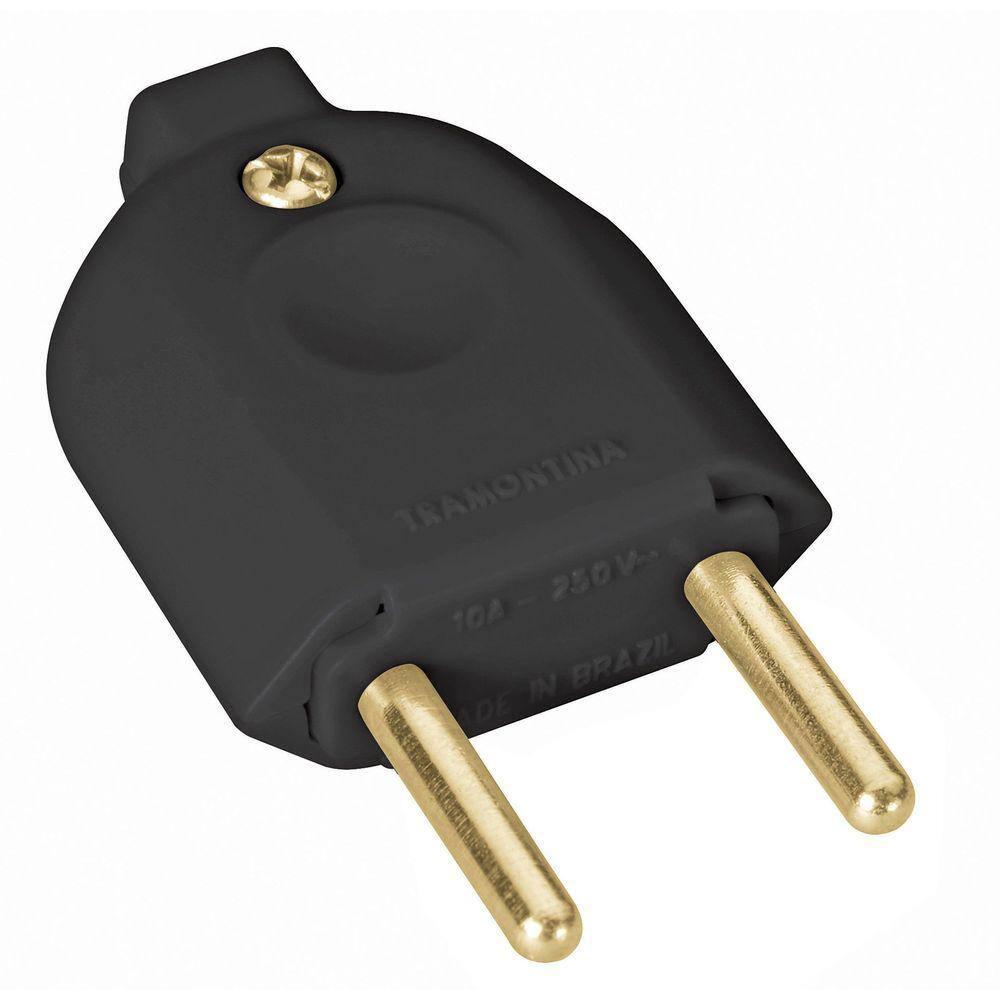 Plugue Macho 2P 10 A 250 V Preto Tramontina Tramontina