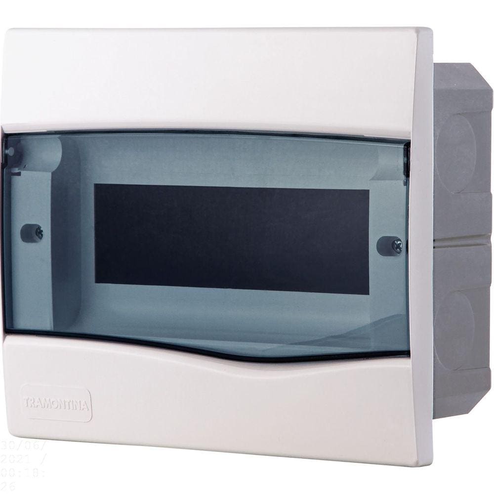 Quadro de Distribuição de Embutir 9 DIN ou 6 NEMA Tramontina com Porta Transparente Tramontina