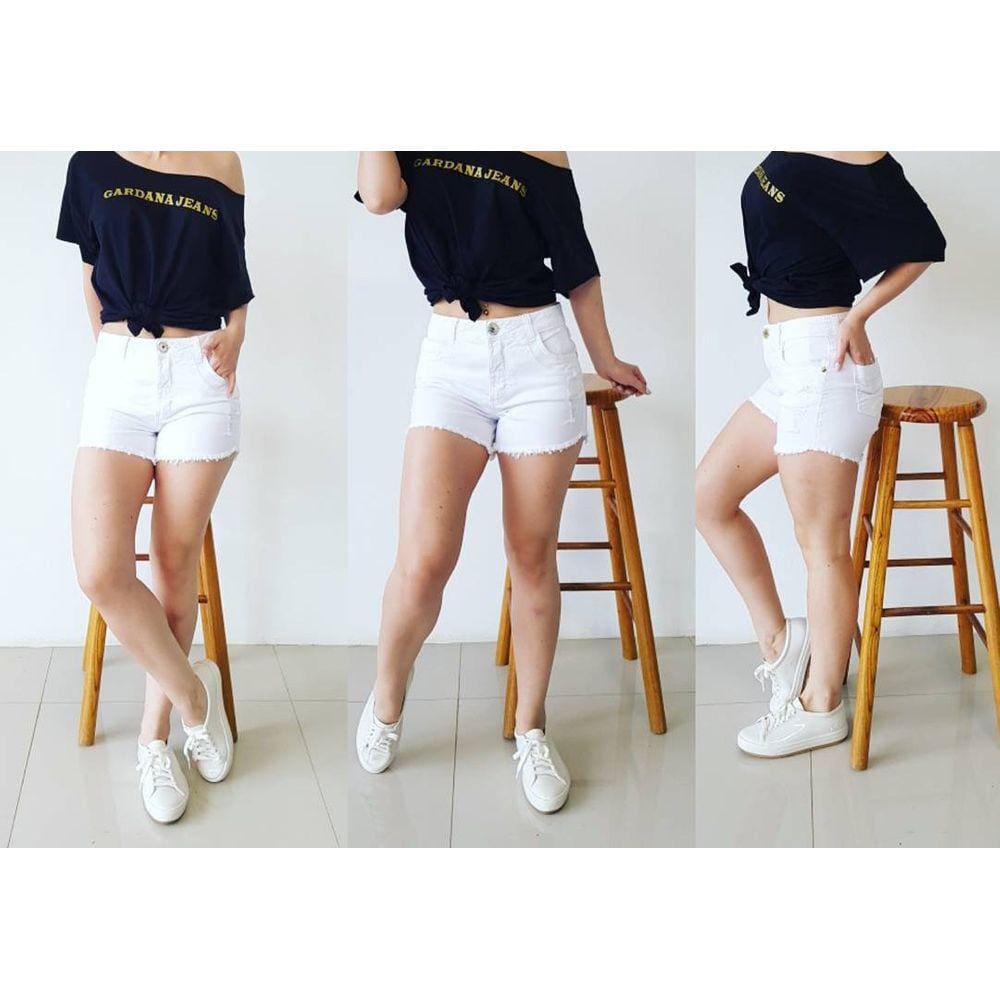 Shortinho Destroyed Jeans c/ Rasguinhos Cintura Alta Premium