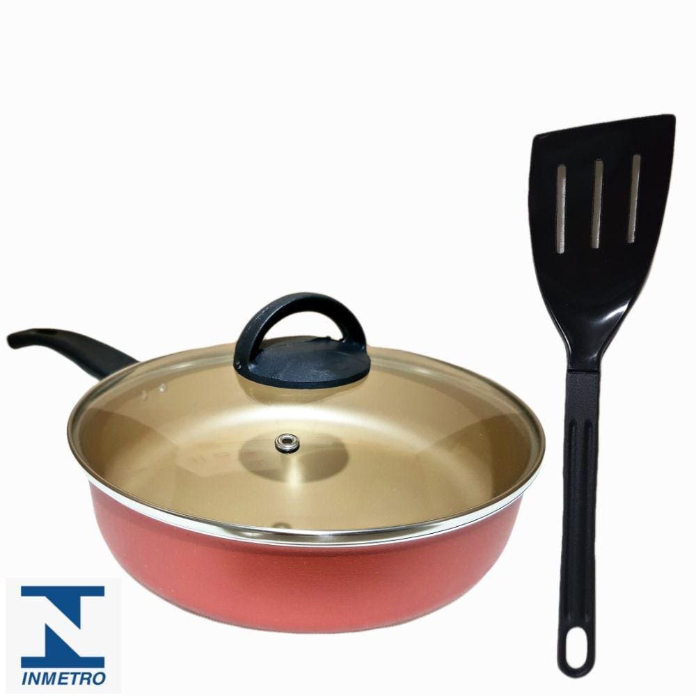 Frigideira Antiaderente Grande N°24 + 1 Espátula De Nylon