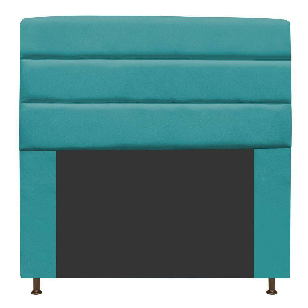 Cabeceira Turim 140 Cm Casal Suede Azul Turquesa