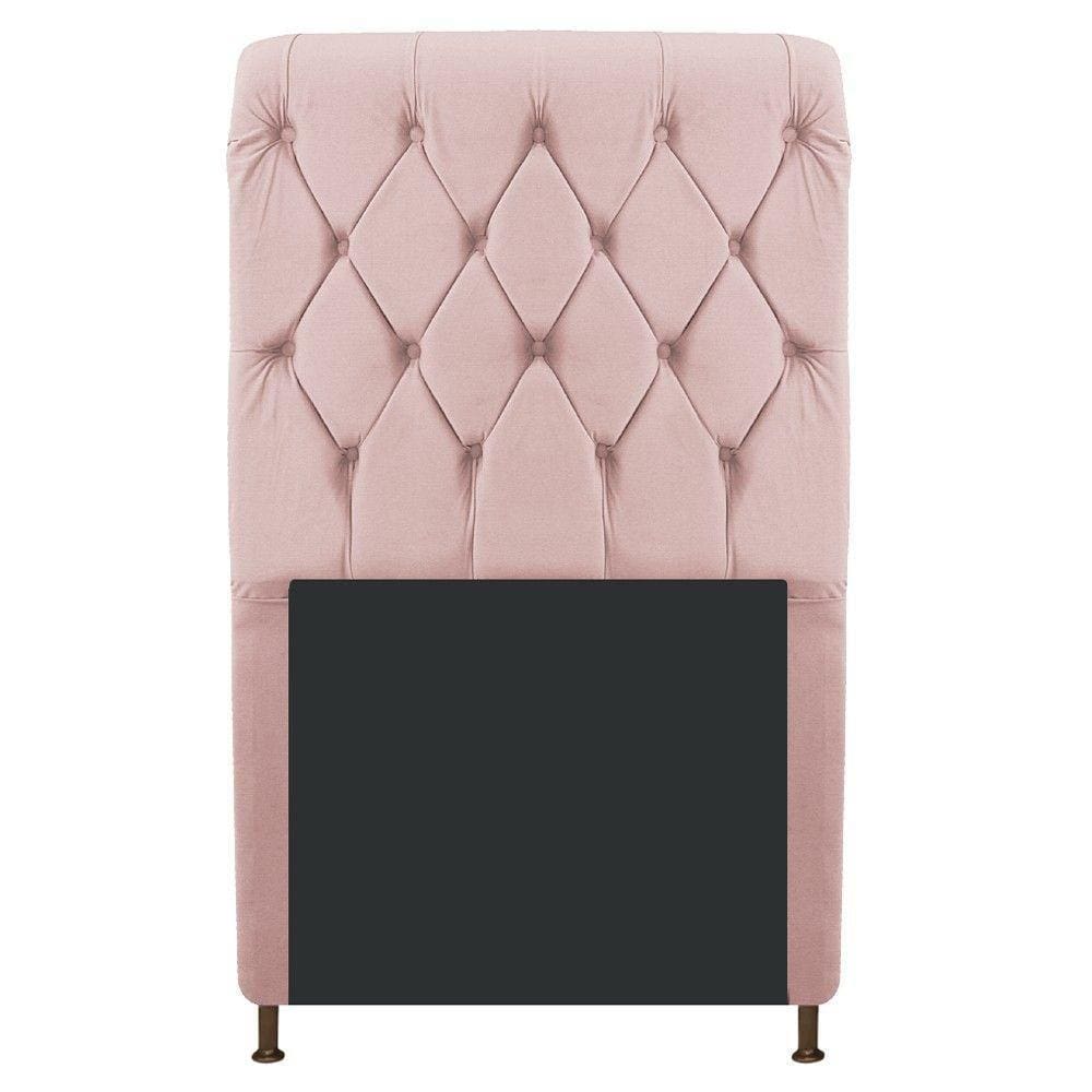 Cabeceira Cristal 100 Cm Solteiro Com Capitonê Suede Rosê