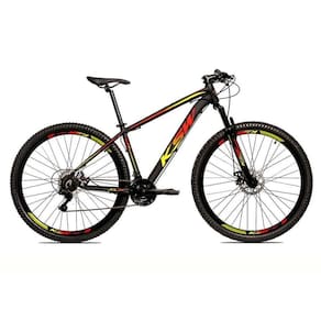 Bicicleta Aro 29 Ksw Xlt Shimano 24v K7 Freio a Disco Hidráulico Garfo Com Trava - Preto/Vermelho/Amarelo