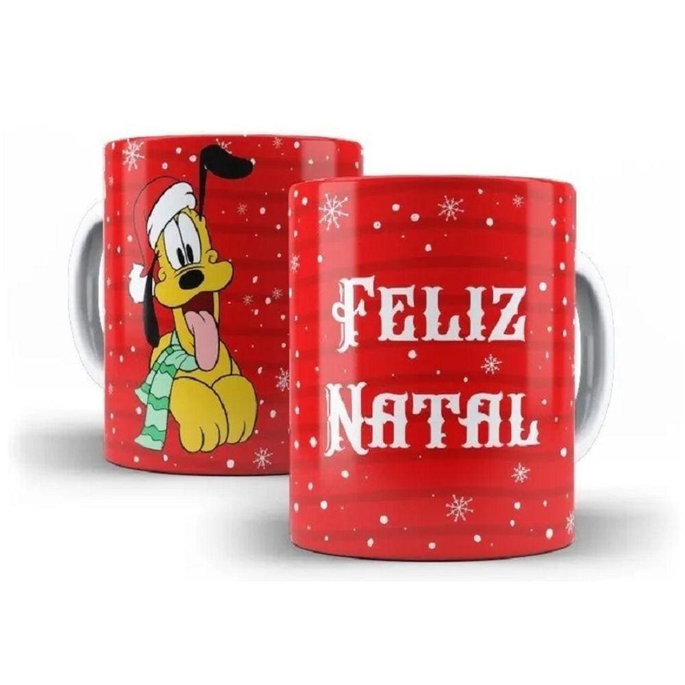 Caneca Feliz Natal Pluto Polímero Vermelha