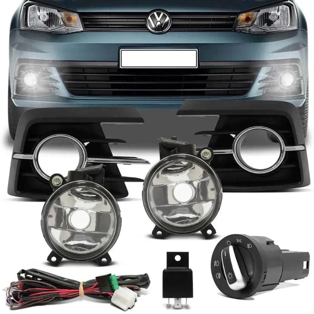 Kit farol auxiliar Milha Gol voyage G7 16+ Cr Gr Pt Bmo