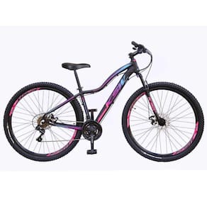 Bicicleta Aro 29 Ksw Mwza Feminina Alumínio 21v Câmbios Shimano Freio a Disco - Preto/Pink/Azul