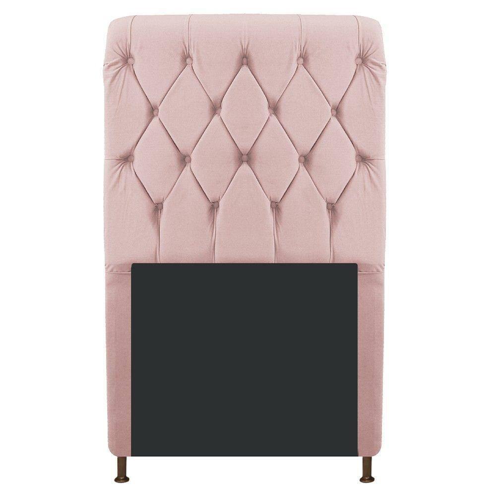 Cabeceira Cristal 90 Cm Solteiro Com Capitonê Suede Rosê
