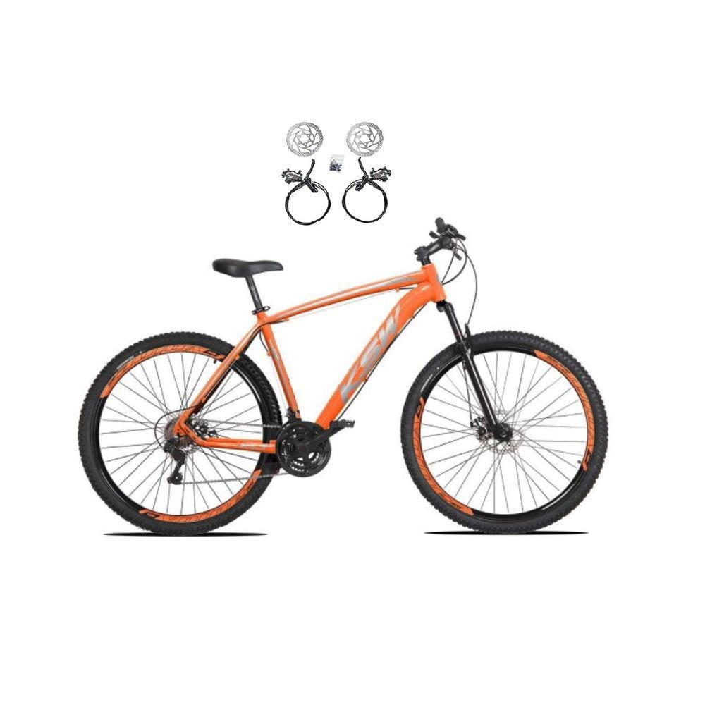 Bicicleta Aro 29 Ksw Xlt Alumínio 21v Freios a Disco Hidráulicos Garfo Suspensão - Laranja