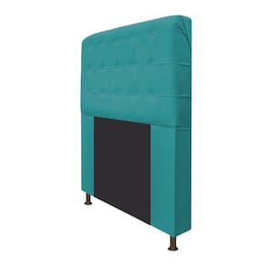 Cabeceira Dama 16Cm Queen Size Botonê Suede Azul Turquesa