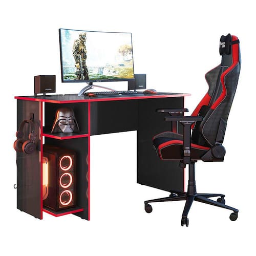 imagem-Mesa Gamer 3875 Preto Vermelho Qmovi