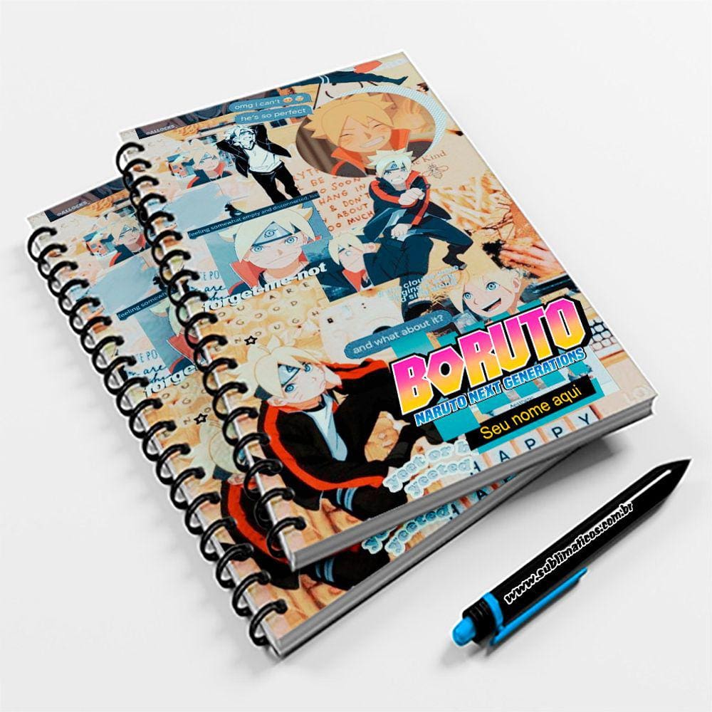 Caderno Pequeno 20x14cm Boruto Mod 03 - Coloque seu Nome