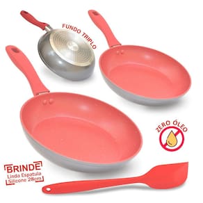 Kit Frigideira Panela Grande 24cm Antiaderente Ceramica Indução Gás Profissional