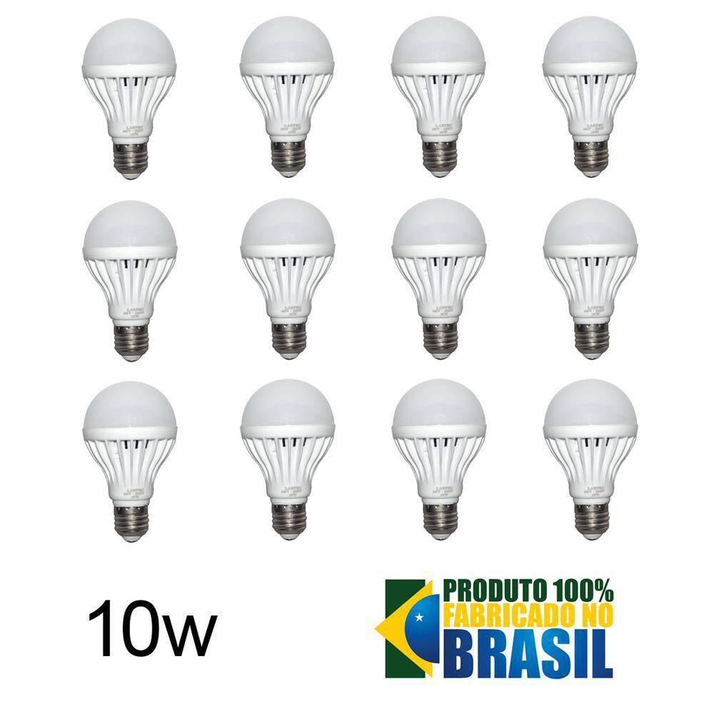 Kit 12 Lâmpadas Led 10w Bulbo Soquete E27 Bivolt Branco Frio