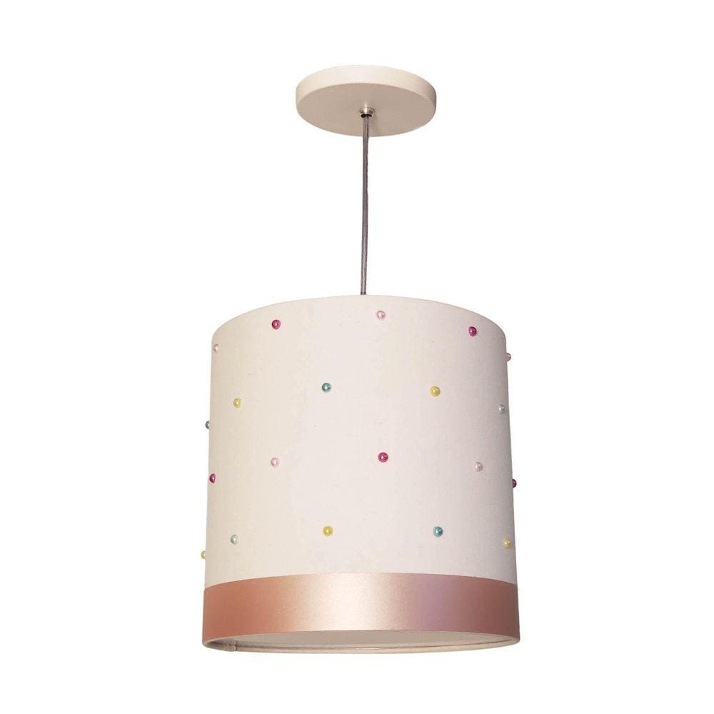 Lustre Pendente Infantil Pérolas Coloridas - 25X25 Branco