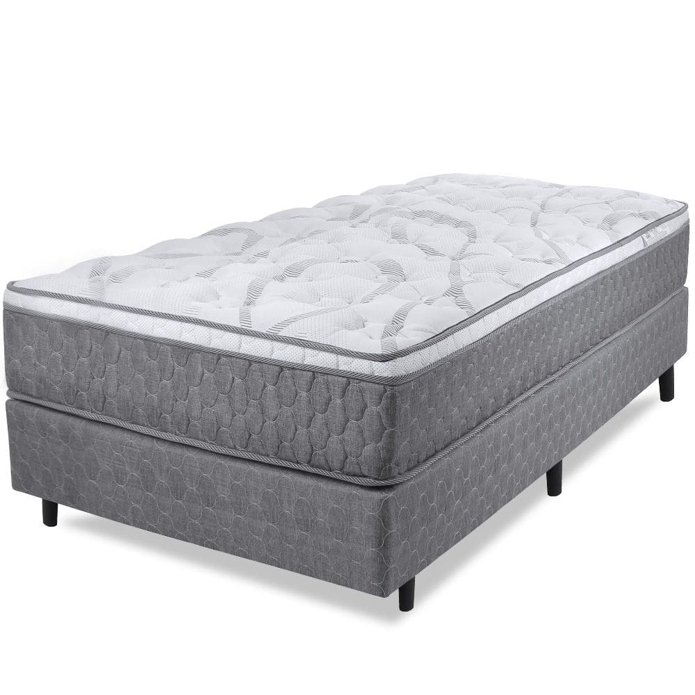 Cama Box Solteirão Colchão Smart Spring Mola Ensacada e Pillow Top de Espuma Viscoelástico 97x203x61cm -  BF Colchões