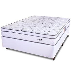 Cama Box Viúva Colchão Molas Ensacadas Com Pillow e Box Courvin Branco 128x188x55cm - BF Colchões
