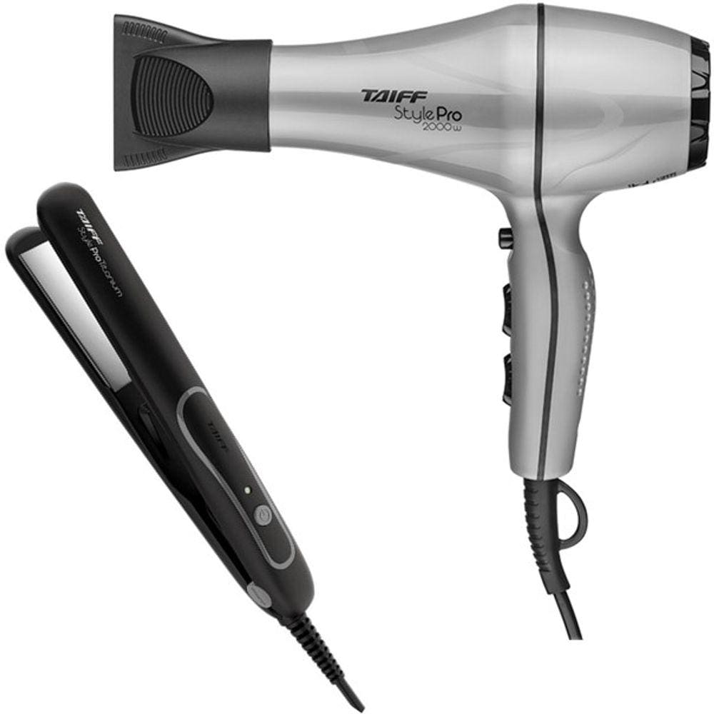 Kit Taiff - Secador Style Prata Pro 2000W 127V + Prancha Style Prata Pro Titanium 230ºc - Bv