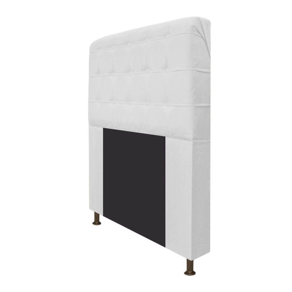Cabeceira Dama 90 Cm Solteiro Com Botonê Suede Branco