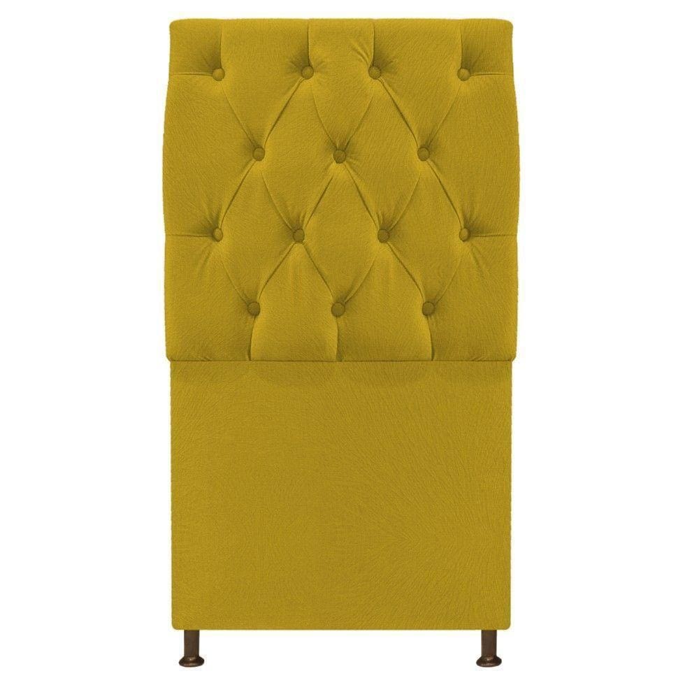 Cabeceira Sofia 90 Cm Solteiro Suede Amarelo - Doce Sonho Móveis