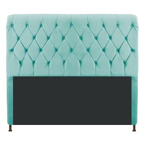 Cabeceira Cristal 140Cm Casal C Capitonê Suede Azul Tiffany