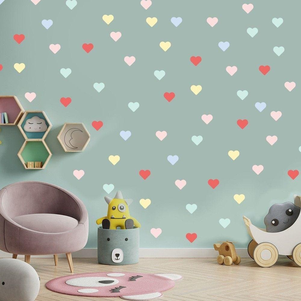 Adesivo De Parede Decorativo Infantil Corações Coloridos