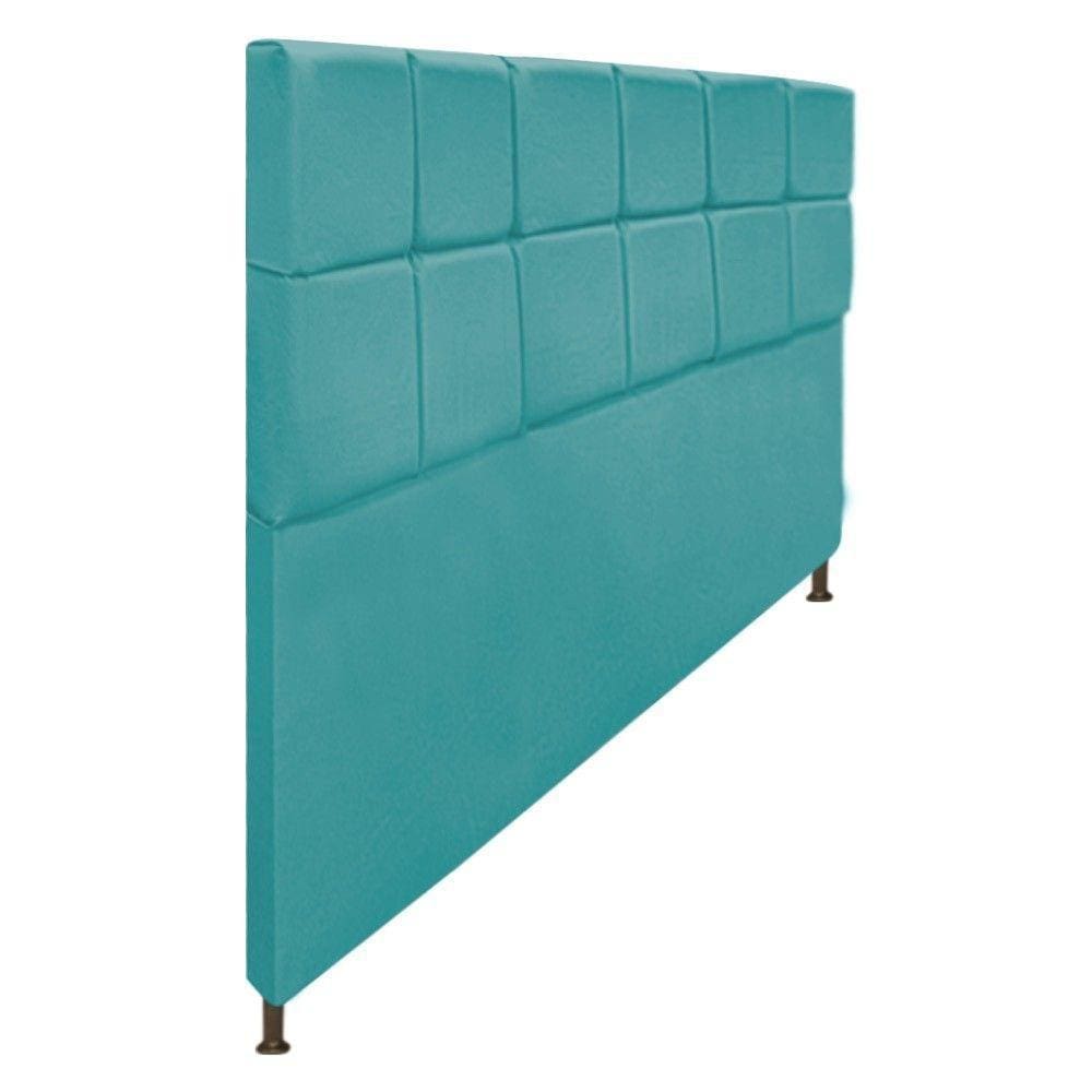 Cabeceira Damares 195cm King Size Botonê Suede Azul Turquesa