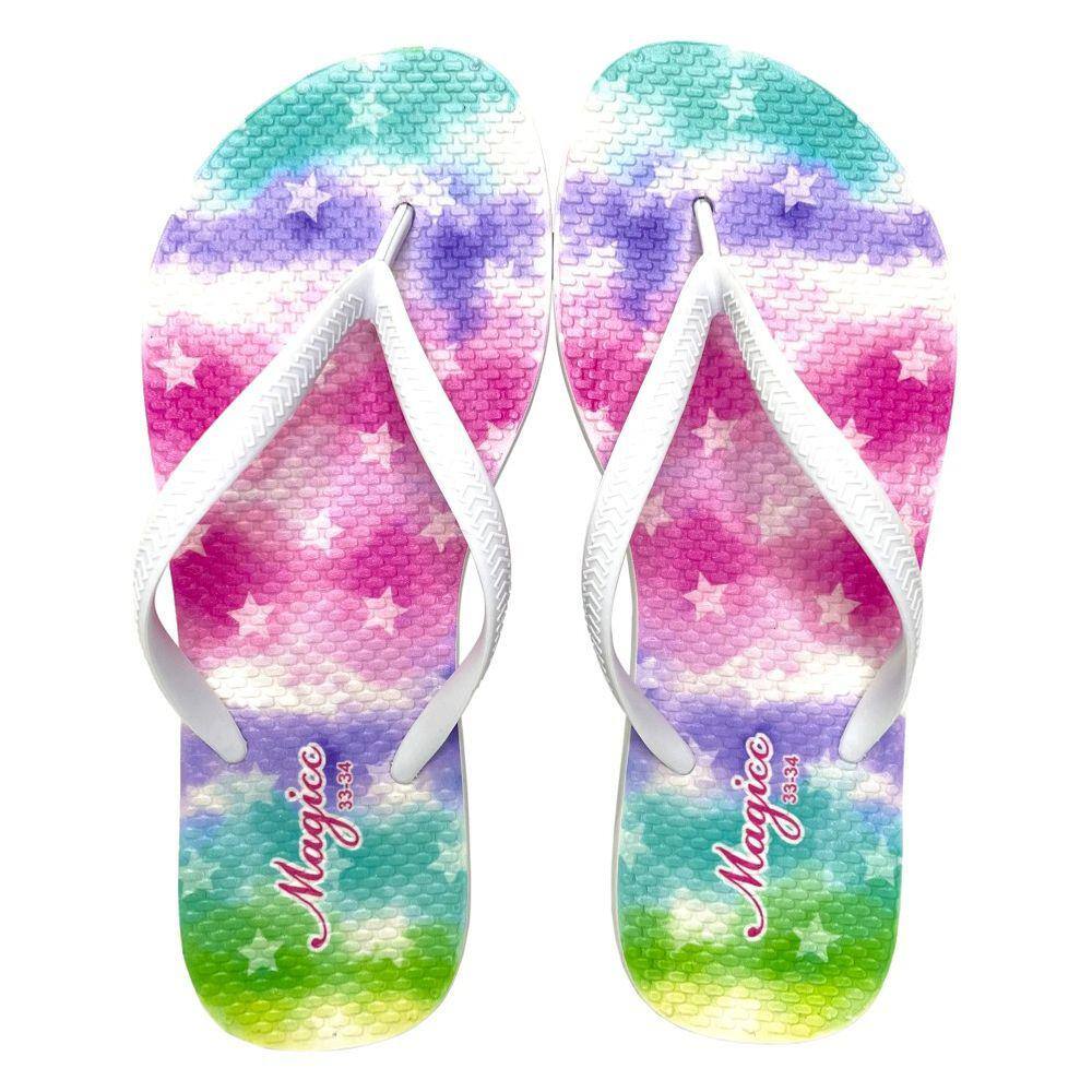 Chinelo Juvenil Infantil Feminino Sandália Tie Dye Colorido, Magicc