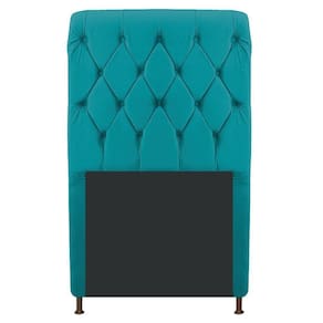 Cabeceira Cristal 100 Cm Com Capitonê Suede Azul Turquesa
