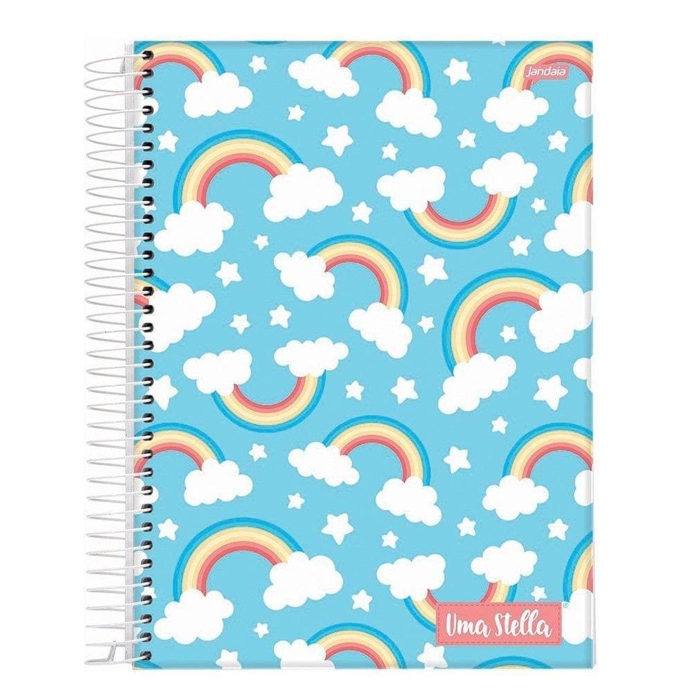 Caderno Espiral Jandaia Universitário Capa Dura 1 Matéria Stella 80 Folhas - Embalagem 4 Unidades (Sortidos)