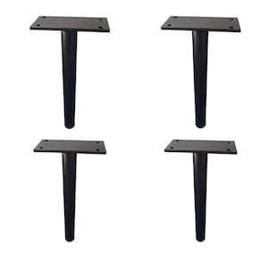 Kit 4 Pés De Metal 18Cm Preto Multiuso Para Armário