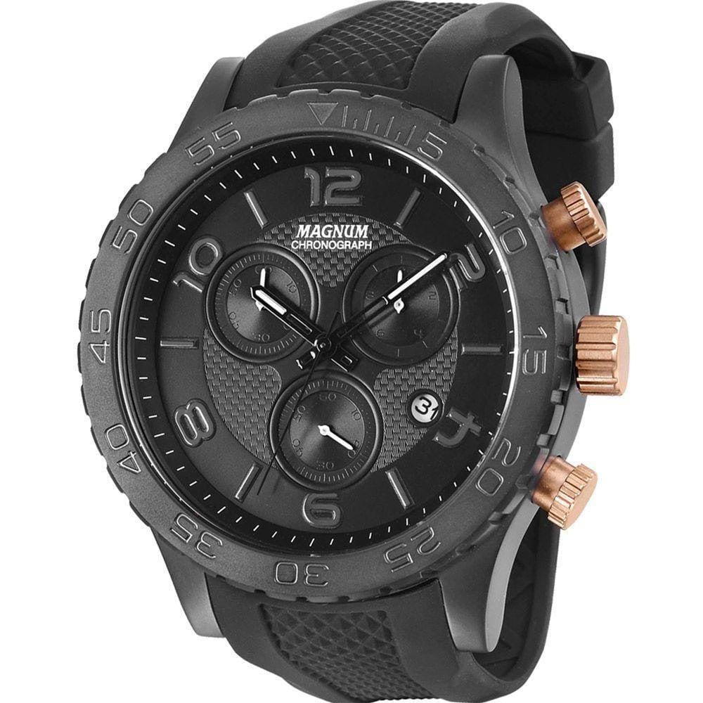 Relógio Masculino Dourado Pulseira De Couro Magnum Ma31542b