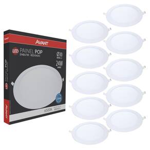 Kit 10 Painel Plafon Led De Embutir Redondo 30cm 24w 6500k Bivolt Emissão De Luz Branca Avant
