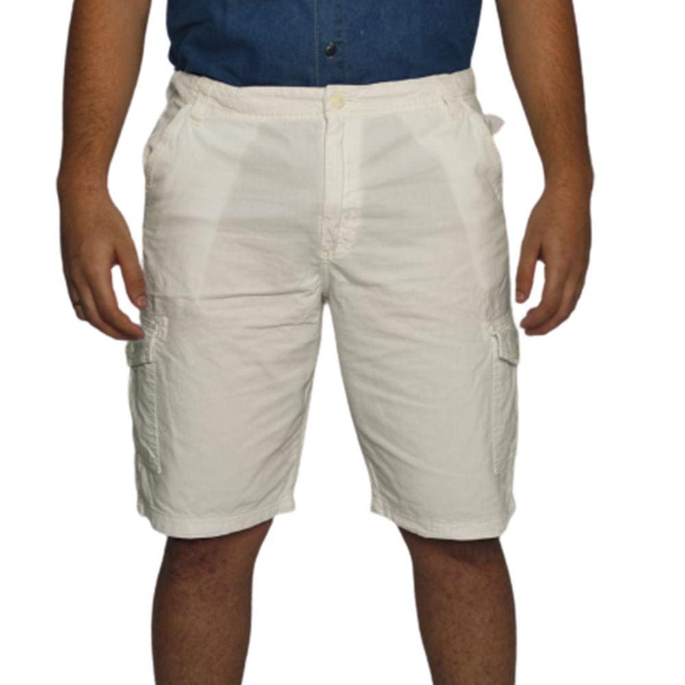 Bermuda Jeans Masculina Cargo Branca