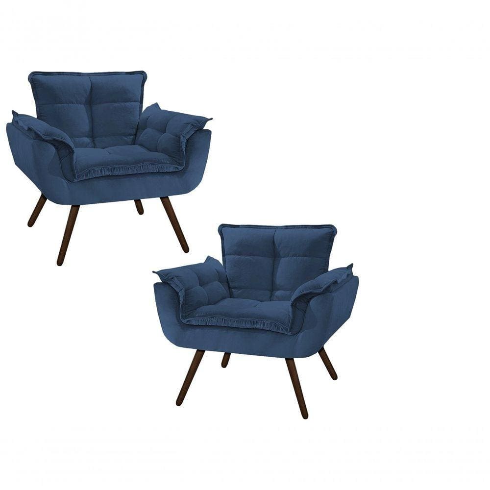 Conjunto 2 Poltronas Opala Decorativa Azul Marinho
