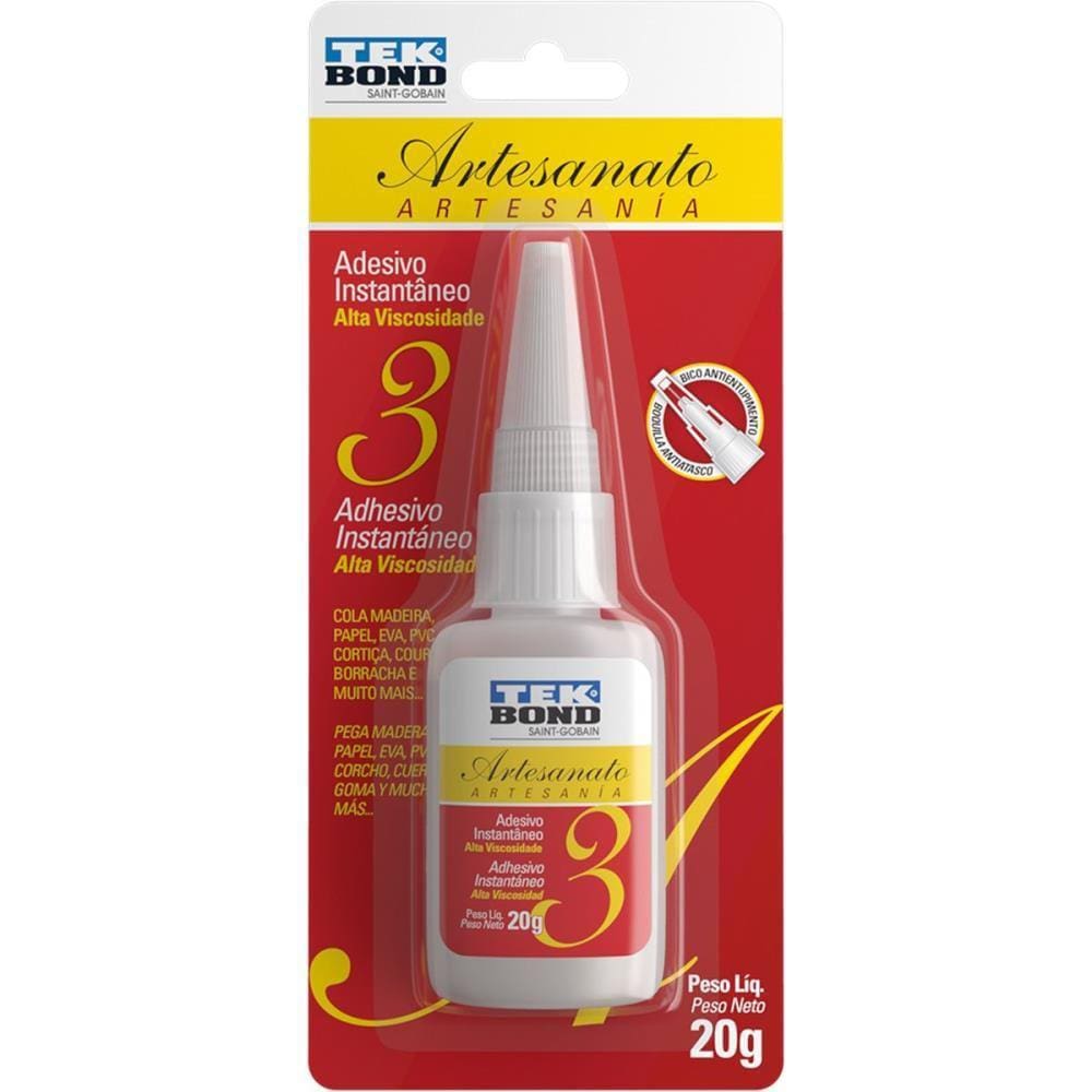 Cola Adesivo Instantaneo Artesanato 3 20G Blister