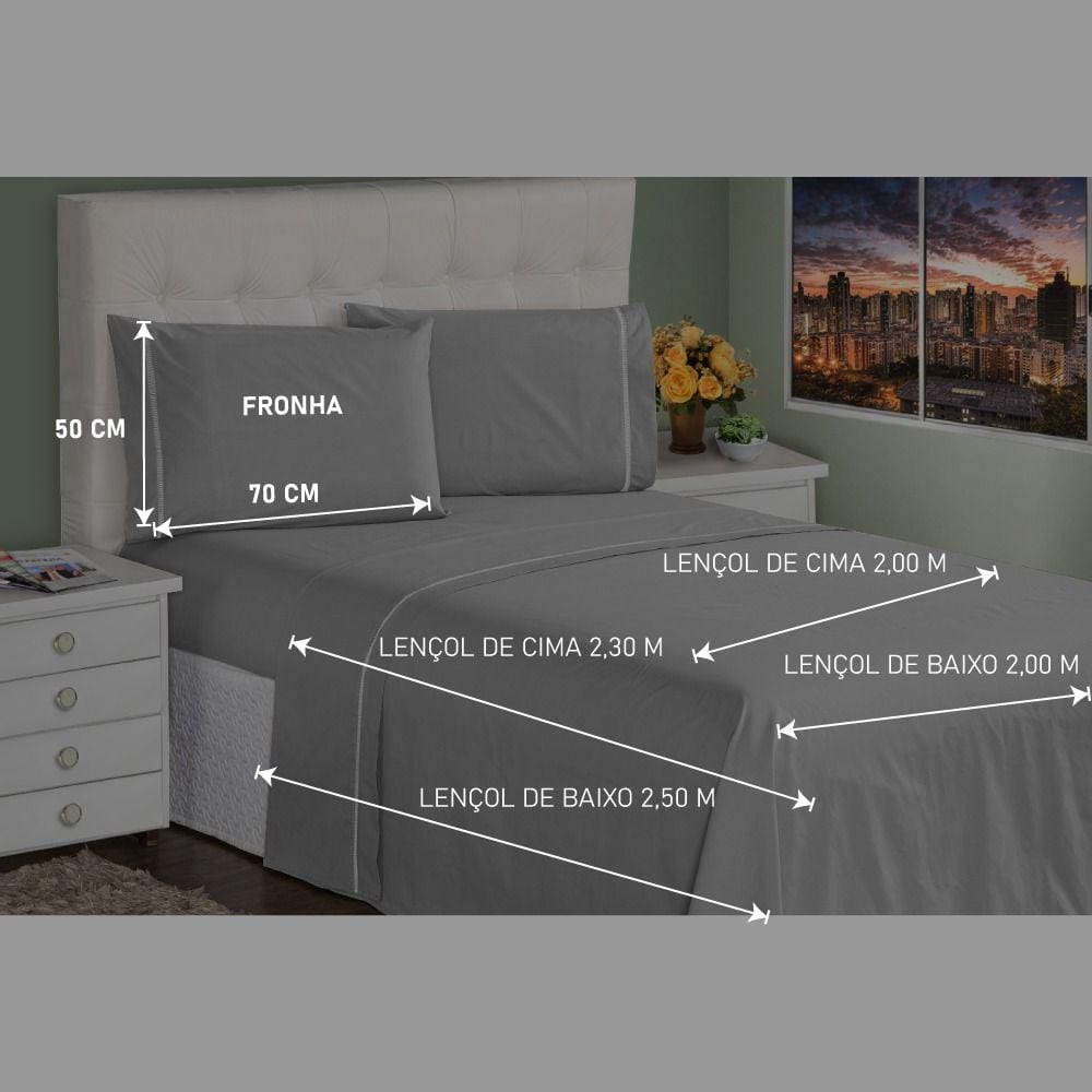 Lençol Casal 4 Peças 400 Fios Toque Macio Ponto Palito Casa Dona