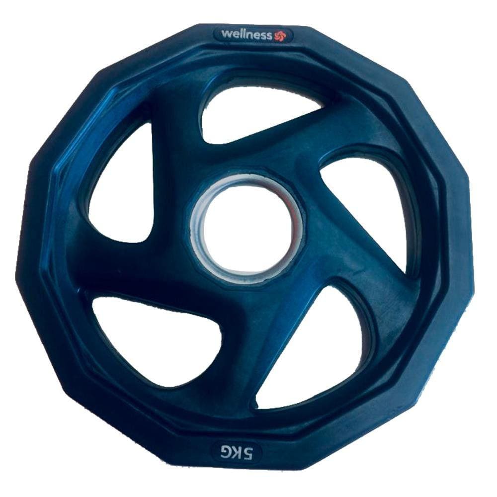 Anilha Olímpica Rubber 5 Furos de 5,00 Kg Wellness- Wk014
