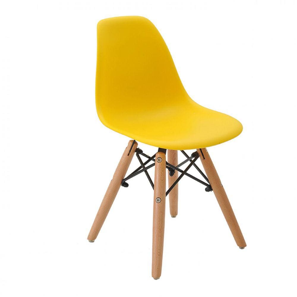 Cadeira Infantil Base Madeira sem Braço Eiffel Rivatti Móveis Amarelo