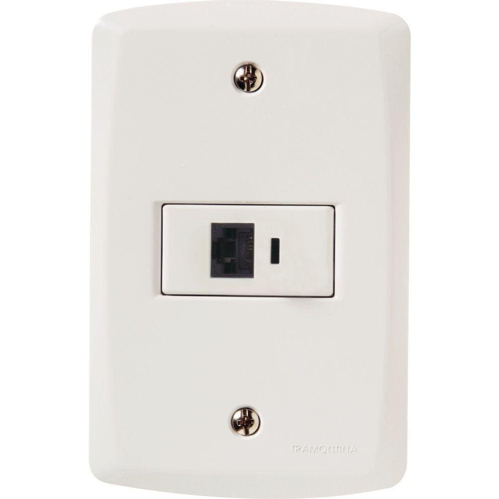 Conj 4x2 1 Tomada Rj45 Cat. 6 Tramontina Lux2 Branco