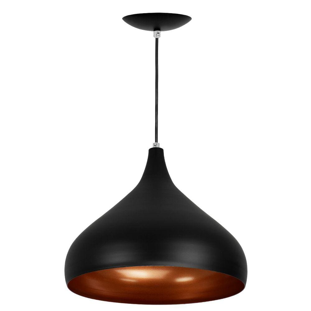 Lustre Pendente Aladim Preto com Cobre 31cm