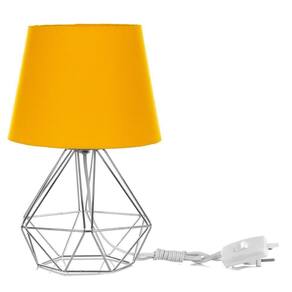 Abajur Diamante Dome Amarelo Com Aramado Cromado