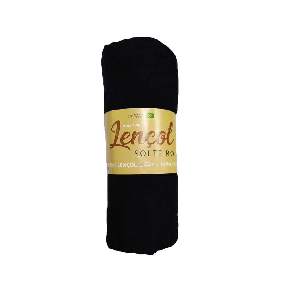 Lençol Solteiro com Elástico Malha SBX Preto