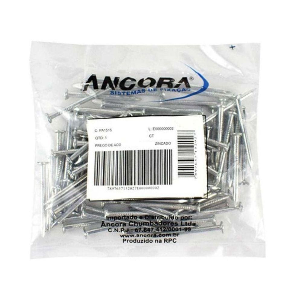 Prego 15x15 De Aço Zincado 100 Unidades