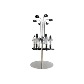 Porta Bebidas Dispenser Bar Butler Whisky Pinga Vodka Dosador Giratório Aço Inoxidável Para 6 Garrafas