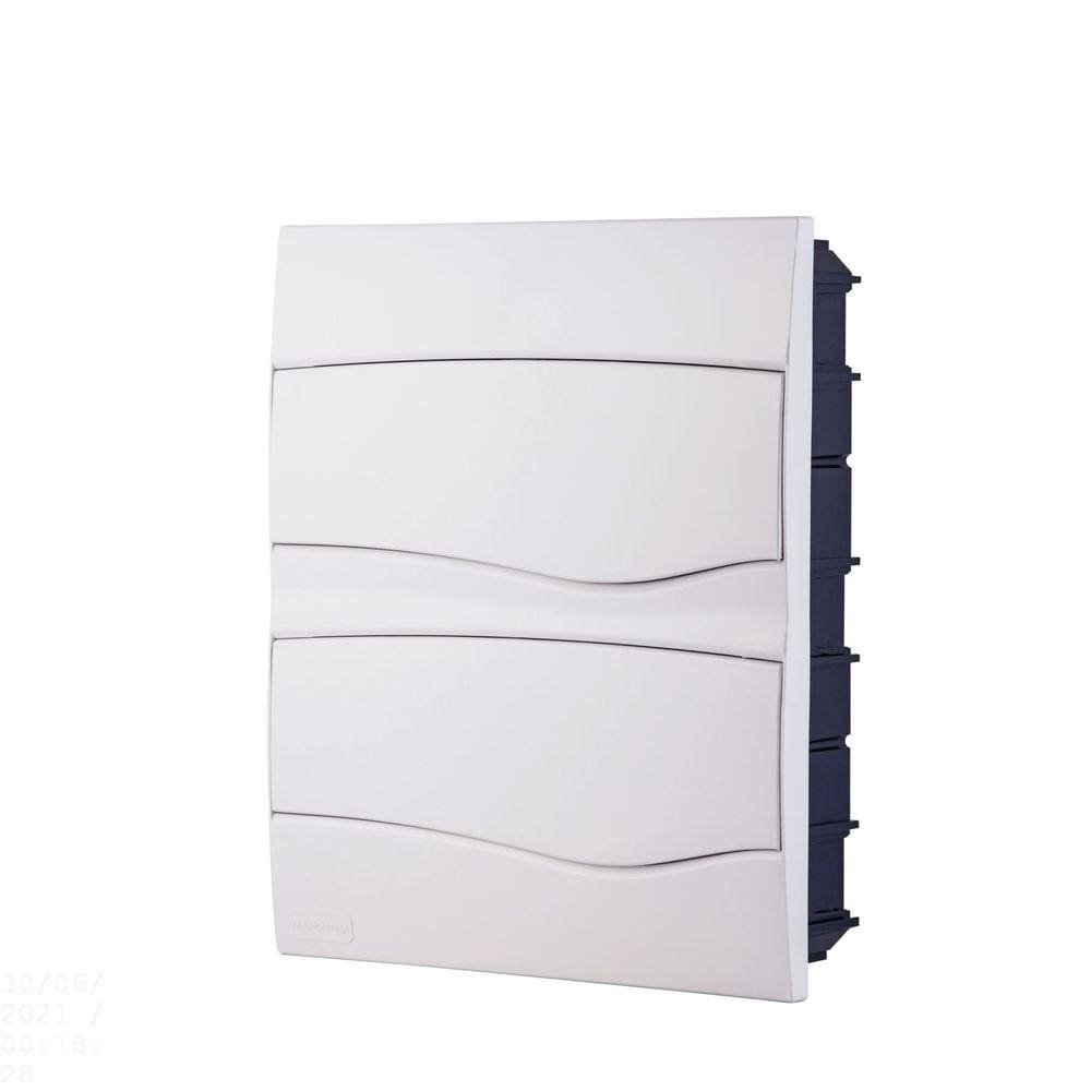Quadro de Distribuição de Embutir 24 DIN ou 16 NEMA Tramontina com Porta Branca Tramontina