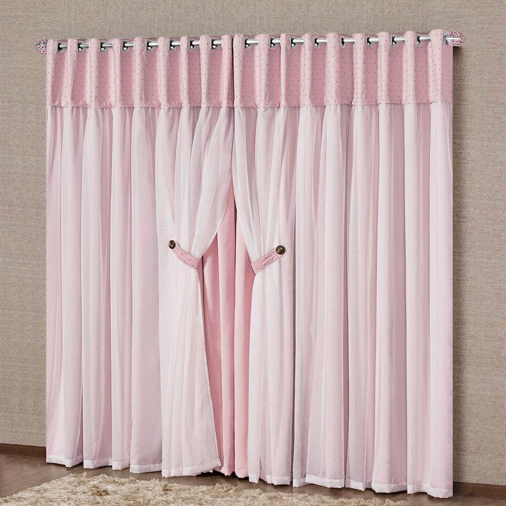 Cortina Marrocos 3 Mts Sala Quarto Blackout para Varão - Rosa
